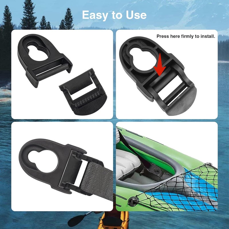 Omoojee Store 4 Sets Kayak Seat Clips and Hooks, Kayak Replacement Parts Compatible with Lifetime Emotion, Kayak Accessories (Black) - Image 5